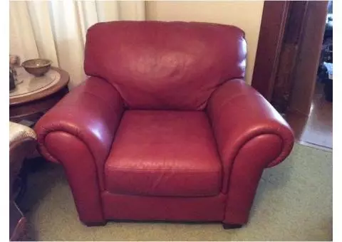 Red, Italian leather chair.